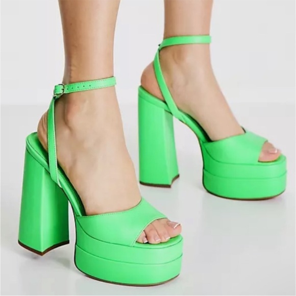 ASOS Shoes - ASOS Neon Green Platform Sandals
